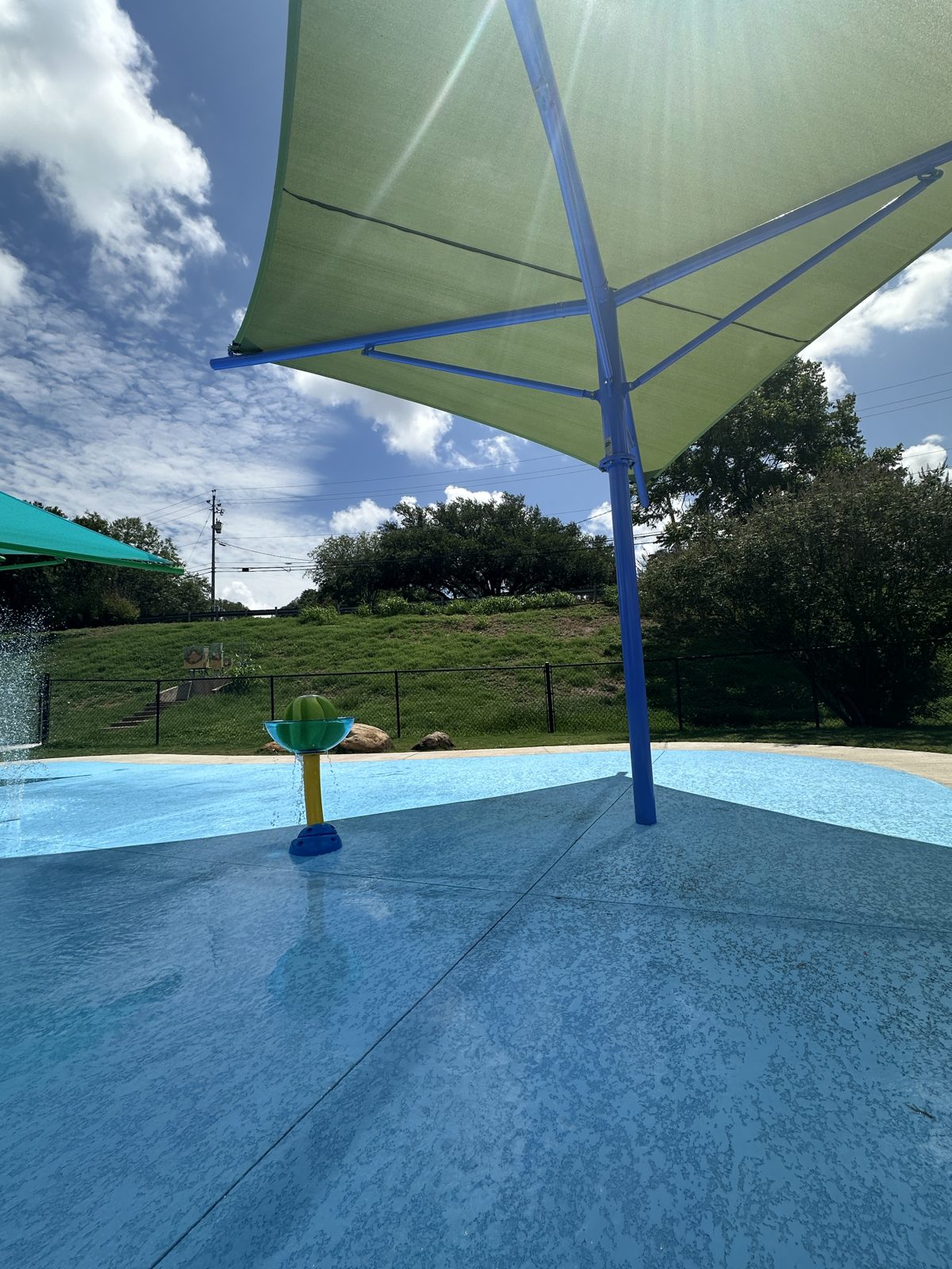 Fishermans Park splash pad with sail shades